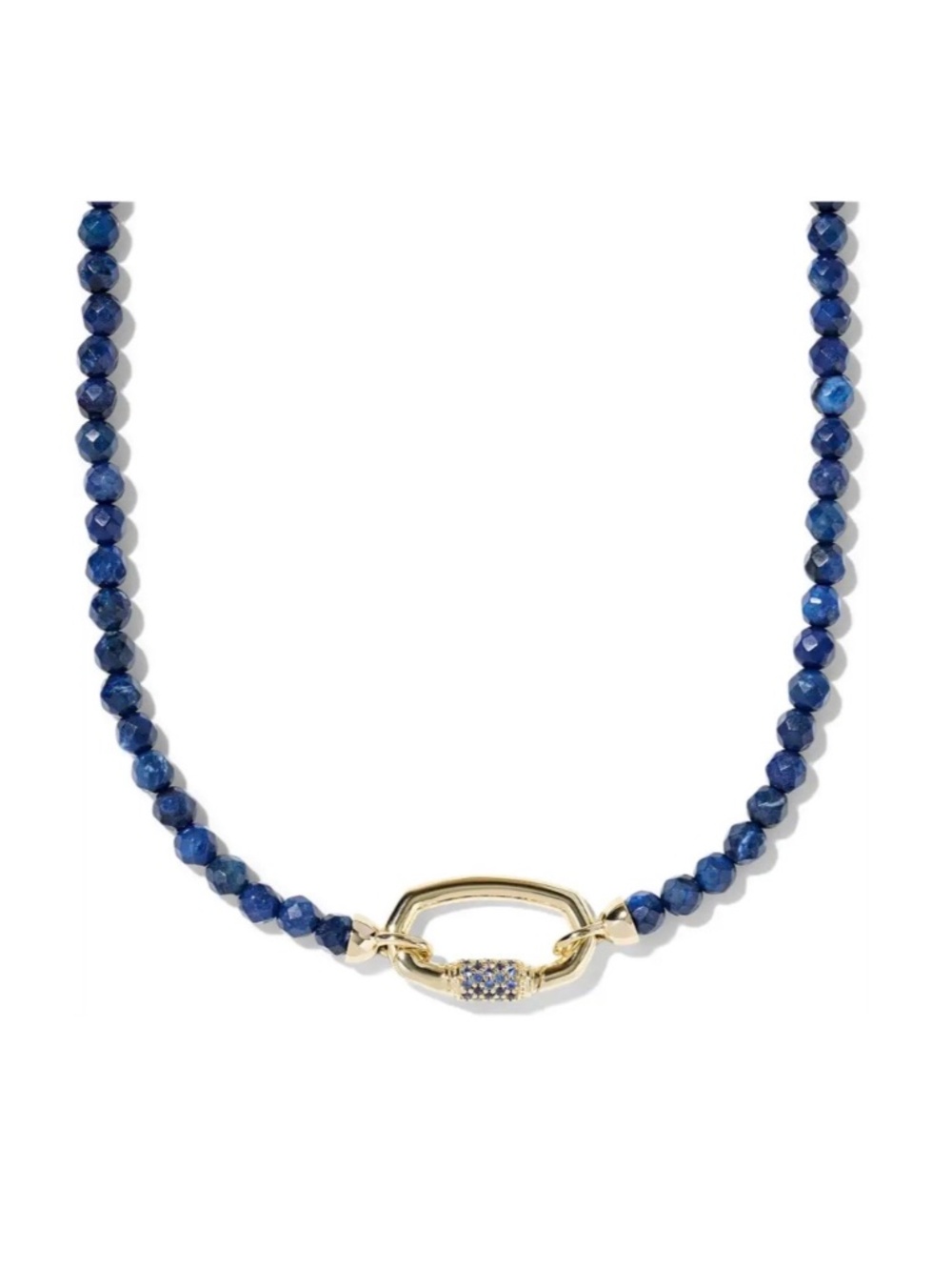 Kendra Scott Emery Gold Beaded Strand Necklace in Dark Blue Quartz